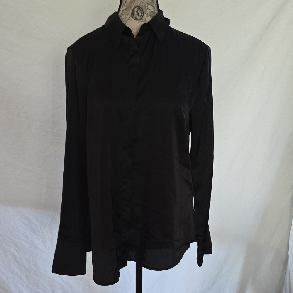 Banana Republic Midnight Black Button-Up Blouse